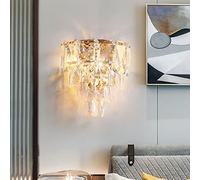 Lampada Da Parete Moderna In Cristallo, Applique Da Parete In Cristallo E14, Per Camera Da Letto Soggiorno Cucina Corridoio Scale Ristorante Illuminazione (Gold-2)