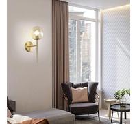 Lampada da parete moderna in oro con paralume in vetro a testa singola, applique, lanterna, corridoio della villa, scala, TV, sfondo, decorazione, lampada,lampadario