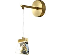 Lampada da Parete Moderna in Oro con Pendente a Goccia di Cristallo, Lampada da Comodino a LED di Lusso, Elegante Applique a Prisma Geometrico per corridoio, Camera da Letto, Soggiorno, Desi