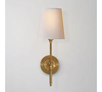 Lampada da parete moderna in rame Lanterna da parete for interni semplice E14 Applique da parete a testa singola 5,5 pollici Paralume in tessuto Applique da parete Camera da letto Soggiorno Lampada da