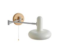 Lampada da parete moderna industriale braccio oscillante regolabile catena | Paralume in ceramica con base in legno, for studio camera da letto, apparecchio for montaggio a parete for interni