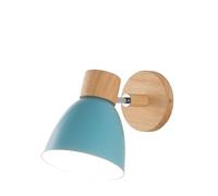 Lampada da Parete Moderna nordica Semplice, Applique da Comodino con Paralume in Metallo e Angolo Regolabile, Applique da Parete a LED in Legno da Fattoria per Interni con Attacco E27 per Camera