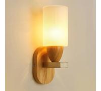 Lampada da Parete Moderna per Interni, Applique da Parete in Legno, Vetro cilindrico con Attacco E27, Lampada da Parete in Stile Tronco per Soggiorno, Camera da Letto, corridoio e