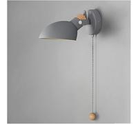 Lampada da Parete Moderna per Interni con Interruttore A Fune, Faretto da Parete Orientabile Nordico Attacco E14 Semplice Luce da Lettura da Comodino Applique da Parete in Metallo per C, Grey