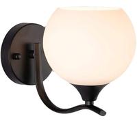 Lampada da parete moderna semplice, applique da comodino con testa singola E27, applique con paralume in vetro bianco latte sferico di design artistico,lampada un aspetto elegante