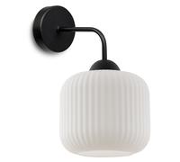 LAMPADA DA PARETE NERA A FORMA DI RIFLESSO, 1 PIASTRA, CILINDRO BIANCO, E27
