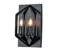 Lampada da Parete Nero Antico H:30,5 CM Rustico 2x E14 Corridoio Albergo