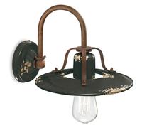 Lampada da Parete Nero Ceramica E27 25 CM Larghezza Vintage Shabby Interno