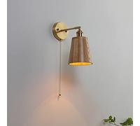 Lampada da Parete, Noce Luci da Parete con Pull Cord Interruttore Oropada da Parete Sconce, Salono Illuminaziinterna, Retro Testaturapader Camera da Letto Home Decor, E27 Socket/Noce/Legno
