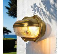 Lampada da Parete Ottone IP64 Ovale Parete Esterno Maritim Intemperie E27 B:21cm