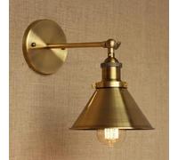 Lampada da parete Paralume a imbuto regolabile Oro spazzolato Applique da parete in metallo retrò industriale Ferro Illuminazione Compatible with interni Applique da parete V-intage E27 , plafoniera