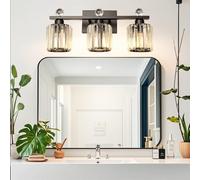 Lampada da parete per bagno E27, paralume in cristallo, lampada in metallo a tre teste, faro a specchio per interni a LED, lampada da parete in stile industriale, adatta per camera da letto, soggiorn