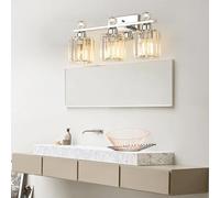 Lampada da parete per bagno E27, paralume in cristallo, lampada in metallo a tre teste, faro a specchio per interni a LED, lampada da parete in stile industriale, adatta per camera da letto, soggiorn