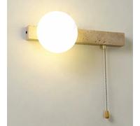 Lampada da Parete per Camera da Letto, Decorazida Parete Sopra il Letto, Luci Lunghe a Striscia in Pietra Naturale, Catena Di Trazione, Metà Secolo, Colore Latte (Sinistra)/Giusto