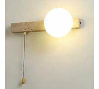 Lampada da Parete per Camera da Letto, Decorazida Parete Sopra il Letto, Luci Lunghe a Striscia in Pietra Naturale, Catena Di Trazione, Metà Secolo, Colore Latte (Sinistra)/Sinistra