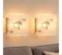 Lampada Da Parete Per Corridoio Con Vetro Satinato E Cristallo G9 Cromo 2x [EEK: Non valutato]