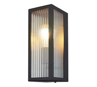 Lampada da parete per esterni a LED Luce per facciata Luce per porta d'ingresso Luce da parete nera per patio, vetro trasparente satinato, 7W 806lm bianco caldo, LxH 12x32 cm