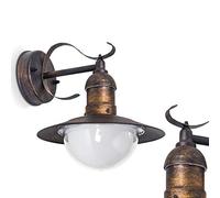 Lampada da parete per esterni Broni, lampada da parete rivolta verso il basso in stile antico in metallo in marrone/oro, E27, lampada da esterno retro/vintage per terrazza e cortile, senza lampadina/e