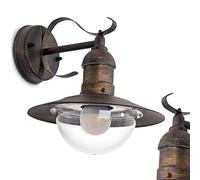 Lampada da parete per esterni Broni, lampada da parete verso il basso in stile antico in metallo e plastica color ruggine, E27, lampada da esterno retrò/vintage per terrazza e cortile, senza lampadina