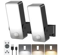 Lampada da parete per esterni, con sensore di movimento, batteria da 10000 mAh, lampada da parete con telecomando, 3 modalità 3000 K-6000 K, timer LED, ricaricabile, con sensore di movimento esterno