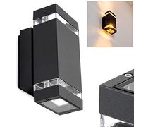 Lampada da parete per esterni Edevik a 2 luci- in alluminio in nero - elegante lampada da facciata con effetto saliscendi - per la terrazza - veranda - lampada da cortile grigia, senza lampadina/e