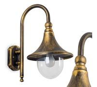 Lampada da parete per esterni Elgin, lampada verso il basso in stile antico, in fusione di alluminio in marrone/oro, E27, lampada da esterno retro/vintage per terrazza e cortile, senza lampadina/e