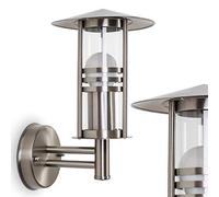 Lampada da parete per esterni Forli in acciaio inox con lastre di vetro trasparente, lampada da parete con attacco E27, altezza 32 cm, lampada da esterno moderna per patio e cortile, senza lampadina/e