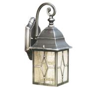Applique Vintage-Decò Genova Alluminio Nero Vetro Argento 1 Luce E27