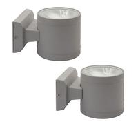 Lampada da parete per esterni grigio up down faretto lampada da parete lampada per facciata lampada per porta d'ingresso, vetro in alluminio pressofuso, 1x G9, PxH 10,8x9,5 cm, set da 2