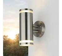 Lampada da parete per esterni in acciaio inox LED GU10 a 2 luci H: 23 cm IP44 3000 K 700 lm Lampada da parete moderna Up Down per esterni Lampada da terrazza Lampada da balcone per esterni