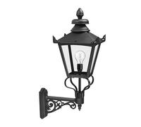 Lampada da parete per esterni in alluminio pressofuso nero H 82 cm antico classico 1 fiamma E27