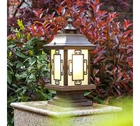 Lampada da Parete per Esterni in Stile Tradizionale Cinese con Staffa, Lampada a Colonna a 1 Luce con Finitura in Bronzo e Lanterna a Colonna in Vetro Opaco, lampione da Cortile im