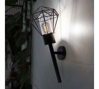 Lampada da parete per esterni IP44 lampada da giardino torcia lampada da parete vintage nera, aspetto griglia diamantata, metallo in acciaio inossidabile, attacco E27, AxLxP 28,5x22,5x28,5 cm