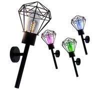 Lampada da parete per esterni lampada da giardino lampada da parete vintage nera torcia, acciaio inossidabile, telecomando dimmerabile, LED RGB 8,5W 806Lm bianco caldo, AxLxP 28,5x22,5x28,5 cm