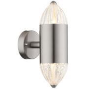 Lampada da parete per esterni lampada da giardino LED argento lampada da facciata Up Down luce porta d'ingresso, 11W 750lm bianco caldo, PxH 8 x 21 cm, Globo 34005W1