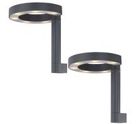 Lampada da parete per esterni Lampada da parete a LED in alluminio e plastica, grigio satinato, design ad anello, 1x LED 6W 280Lm bianco caldo, AxLxP 20x22x22,5 cm, set da 2