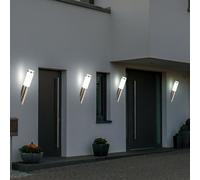 Lampada da parete per esterni lampada da parete in acciaio inossidabile lampada da giardino lampada porta d'ingresso argento, aspetto torcia, 1x E27, PxH 7,6x40 cm, set di 4