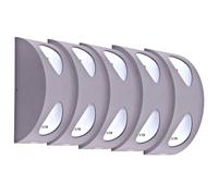Lampada da parete per esterni, lampada da parete, lampada da facciata, lampada da giardino a LED, faretto up-down, alluminio argento, 2x 4,8 W 2x 210 lm bianco caldo, LxA 7x19 cm, set da 5