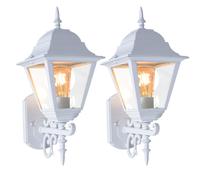 Lampada da parete per esterni, lanterna antica, lampada da porta bianca, lampada da giardino, vetro alluminio, 1x E27, L x A 18,4 x 44,5 cm, set da 2