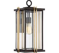 Lampada da parete per esterni, lanterna in acciaio e vetro, 1 fiamma, bronzo, IP44