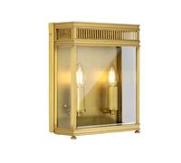 Lampada da parete per esterni, lanterna, lampada da parete in vetro, ottone spazzolato, per balcone, luce da cortile
