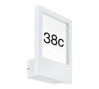 Lampada da parete per esterni luce di facciata, illuminazione con numero civico, faretto up & down, vetro in alluminio, bianco, attacco E27, LxLxH 25x9,5x33,5 cm