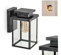Lampada da parete per esterni moderna Tieva, metallo/vetro-nero/argento/chiaro, lampada angolare 1x E27, lampada da esterno verso il basso, effetto luce per la zona d'ingresso, IP44, senza lampadina