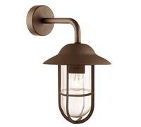Lampada da parete per esterni Toronto - Metallo marrone rustico e vetro trasparente