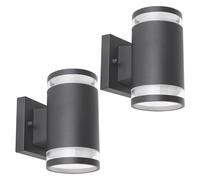 Lampada da parete per esterni up down faretto per terrazza lampada per porta d'ingresso antracite lampada per facciata, vetro alluminio, 2x Gx53, LxH 10x16,5 cm, set da 2