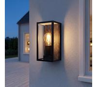 Lampada da parete per esterni vintage nero effetto legno in alluminio E27 IP44 resistente alle intemperie L: 11,5 cm ingresso terrazza facciata lampada da esterno balcone da giardino