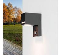 Licht-Erlebnisse Lampada da parete per esterno con rilevatore di movimento vetro in alluminio antracite IP44 casa giardino L: 7 cm Lampada da parete per esterno moderna con sensore GU10
