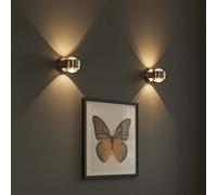 Lampada Da Parete Per Il Soggiorno LED Vetro Trasparente Sfera Su Giù Argento 2x [EEK: F]