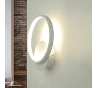 Lampada da parete per interni a LED, lampada da parete bianca, H:22,5 cm, 10 W, 760 lm, 4100 K, bianco neutro, indiretta, trucco, rasatura, bagno, soggiorno/cucina, corridoio, illuminazione scale