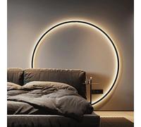 Lampada da Parete per Interni, Applique da Comodino Circolare A LED, Moderna Lampada da Parete Minimalista Cablata 3000/4500/6500 Dimmerabile Grande Lampada da Parete Circolare Lampade Deco
